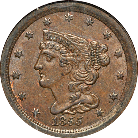 1855 NGC MS-64 BN.