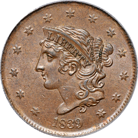 1839 Booby Head (N-11). PCGS MS-64BN.