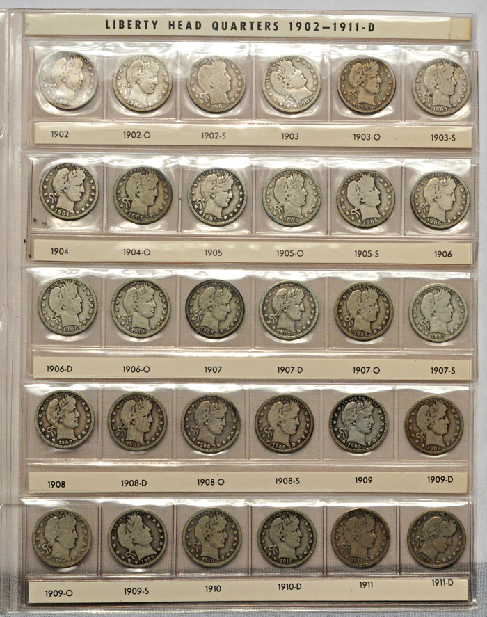 Seventy-one Barber quarters dated between 1892 and 1916.  No duplicates.