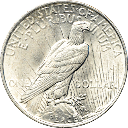 Twenty uncirculated 1922 Peace dollars from roll (now in sheets).