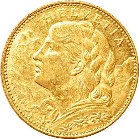 Six Swiss 10 Franc Gold Coins and 39 Twenty Franc Gold Coins with an accompaning Moneta Album.