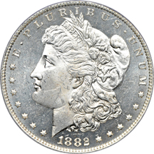 Nine PCGS certified PL or DMPL Morgan dollars.