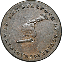 Undated (1792-1794) Kentucky Token. Breen 1155, plain edge, 148.15 grains. XF.