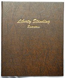 Nearly complete set of Standing Liberty quarters in a Dansco 7132 album.