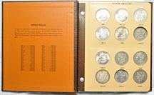 Nearly complete set of Morgan dollars 1891 thru 1921 in a Dansco 7179 album.