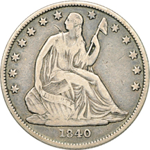 Nine Seated Liberty half-dollars.