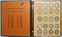 Complete set of circulated Barber half-dollars in a Dansco 7150 album.