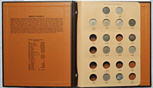 Thirteen Shield nickels in a Dansco-like album.