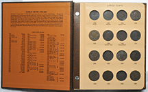 Mostly complete set of large cents in a Dansco-like album.