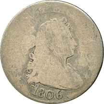 1805 and 1806 Draped Bust quarters.