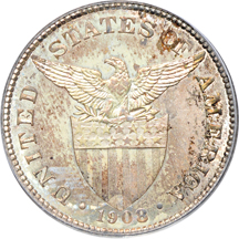 Philippines Under U. S. Sovereignty 1908 Proof 50 Centavos PCGS PF-64.