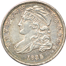 Nine Capped Bust dimes.