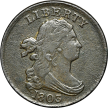 Six Draped Bust and Ten Classic Head half-cents.