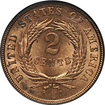 1864 Large Motto. NGC MS-65 RD.