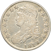 Eight Capped Bust, Lettered Edge half-dollars.