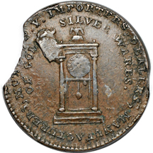 1789 Mott Token, thick planchet, plain edge. Breen 1020, Rarity-3, 150.7 grains.  XF, Large Planchet Clip..