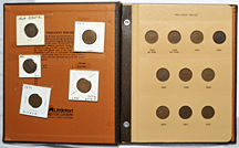 Complete set of two-cent pieces and twenty three-cent pieces in a Dansco-like album.