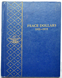 Complete set of Peace dollars in a Whitman 9340 album.