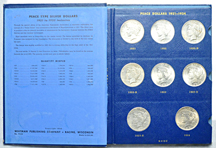 Complete set of Peace dollars in a Whitman 9340 album.