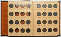 Eighty-percent complete set of large cents in a Dansco 7099 album.