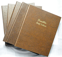 Five complete sets of Franklin half-dollars (XF-BU) in Dansco 7165 albums.