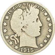 Twenty collector date/grade Barber half-dollars.