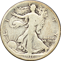 Twenty-one collector date/grade Walking Liberty half-dollars.