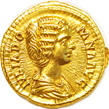 194 A.D. gold Aureus Julia Domna struck under Septimius Severus AU/lightly cleaned.