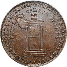 1789 Mott Token, thick planchet, plain edge. Breen 1020, Rarity-3. PCGS AU-58.