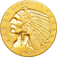 Four Indian-head half-eagles.  AU.