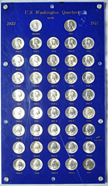 Complete set of Washington silver quarters in two Capital Plastics' holders.