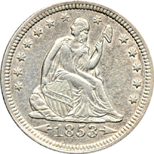 1877-S AU/cleaned and three other seated type coins.