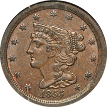 1855 NGC MS-64 BN.