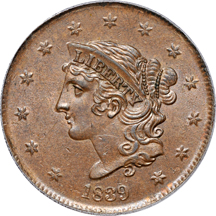 1839 Booby Head (N-11). PCGS MS-64BN.