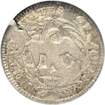 1797 16 Stars (LM-3, R-5). NCS Genuine (VF details/planchet flaw).