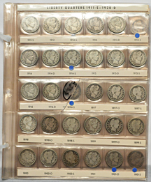 Seventy-one Barber quarters dated between 1892 and 1916.  No duplicates.