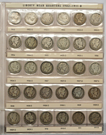 Seventy-one Barber quarters dated between 1892 and 1916.  No duplicates.