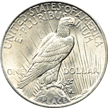 Sixteen uncirculated 1923 and four uncirculated 1925 Peace dollars.