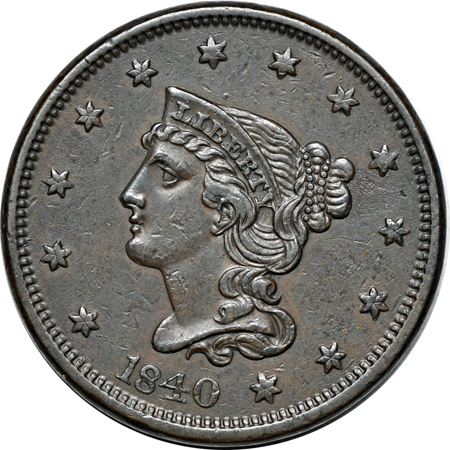 Six large-cents from the 1840s.