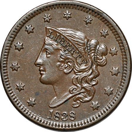 Four 1838 large-cents.