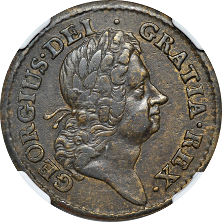 1723 Rosa Americana Penny. Stop after REX, No Stop after 3 (Breen 121). NGC XF-45 BN.