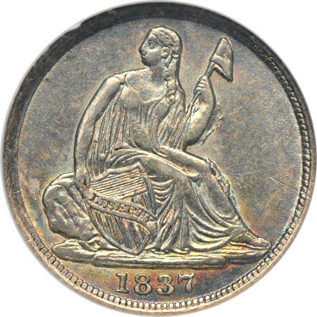 1837 Small Date. ANACS AU-50.