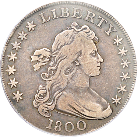 1800 Low 8 Wide Date (B-13, BB-193, R-4). PCGS VF-25.