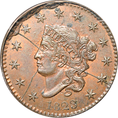 1823 Copper Restrike (Jules Reiver Collection). PCGS MS-64BN.