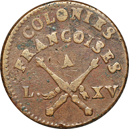 Four Colonial coins.