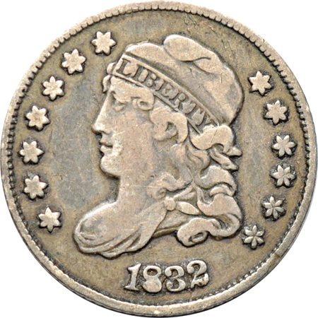 Six Capped Bust half-dimes and a Seated Liberty half-dime.