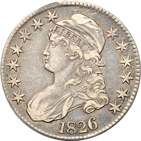 Six Capped Bust half-dollars.