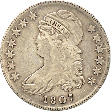 Four Capped Bust half-dollars.  1807 through 1810.