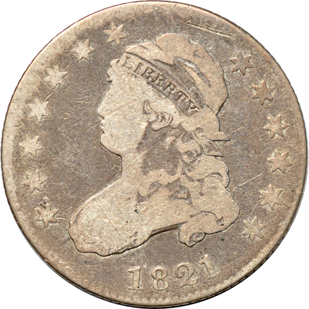 Five Capped Bust quarters.