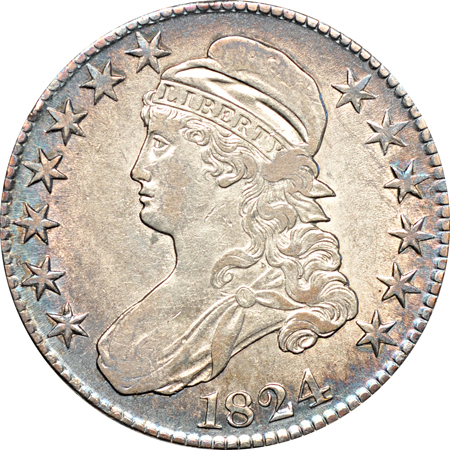 Five Capped Bust half-dollars.